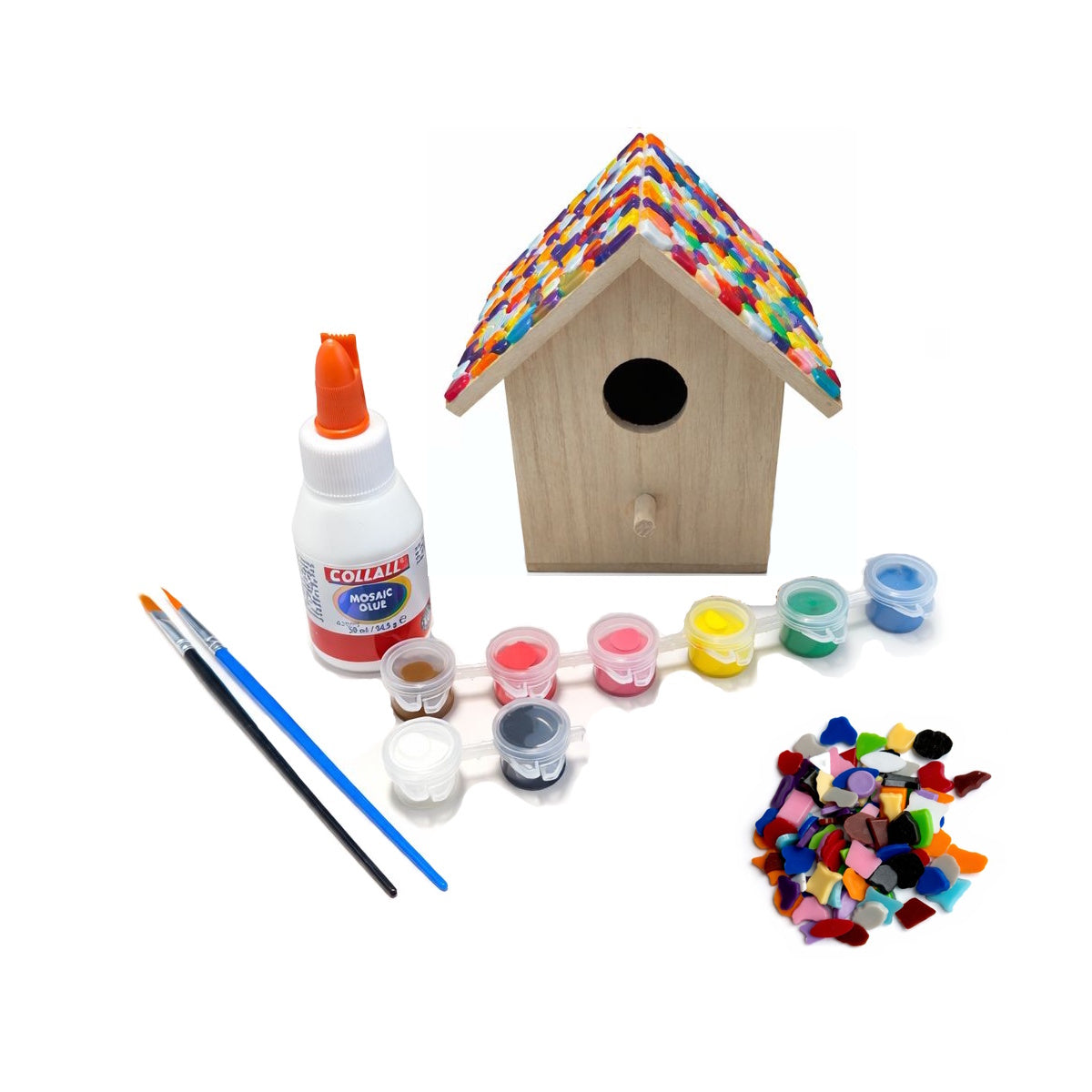 Knutselpakket Vogelhuisje gemende kleuren