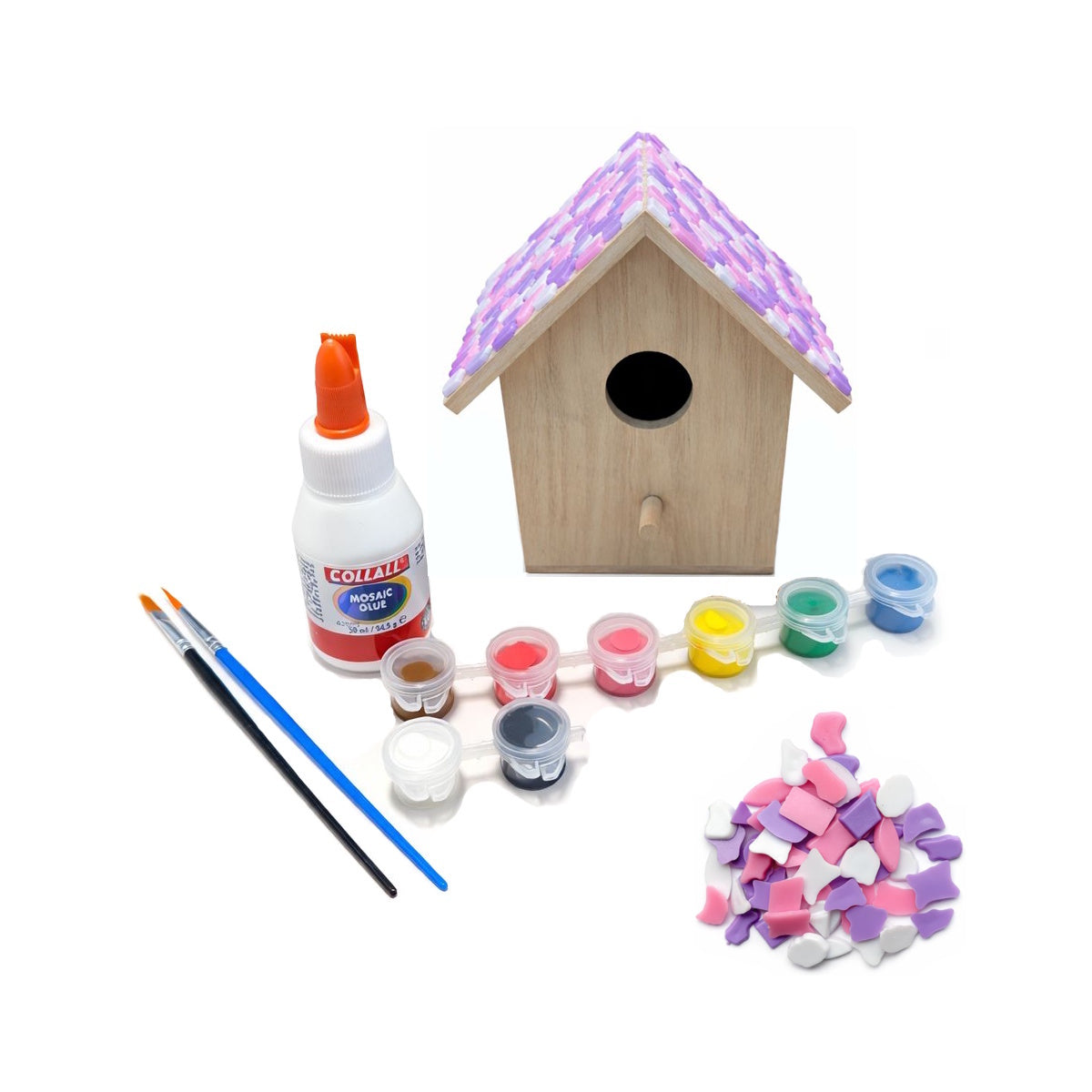Knutselpakket Vogelhuisje violet-roze-wit